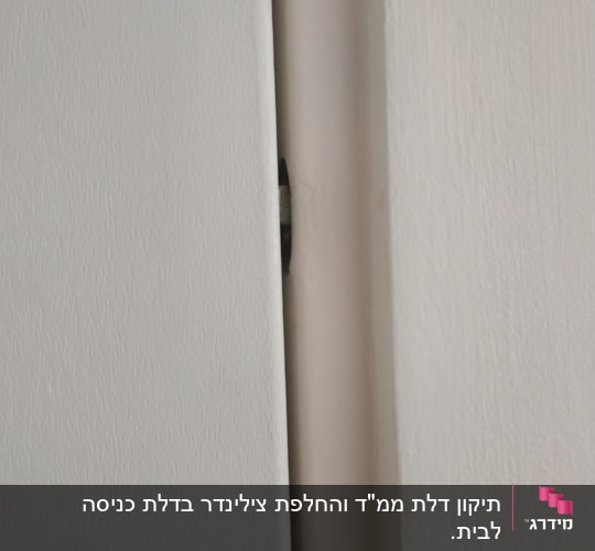 דלת סגורה עם מנעול נראית מהצד